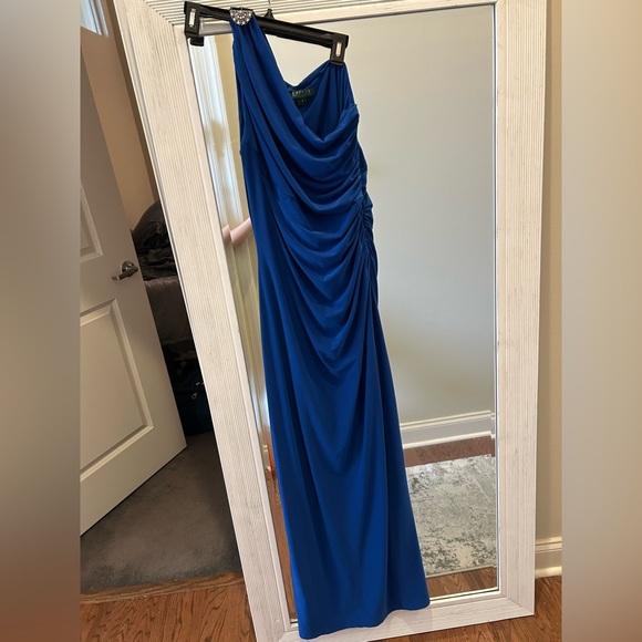 Lauren Ralph Lauren One-Shoulder Royal Blue Dress - Picture 2 of 7